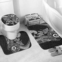 Aotearoa Maori Sea Animals Tribal Bathroom Set Manta Ray and Shark Moko Pattern Black Color