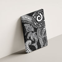 Aotearoa Maori Sea Animals Tribal Canvas Wall Art Manta Ray and Shark Moko Pattern Black Color