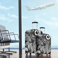 Aotearoa Maori Sea Animals Tribal Luggage Cover Manta Ray and Shark Moko Pattern Black Color