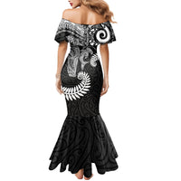 Aotearoa Maori Sea Animals Tribal Mermaid Dress Manta Ray and Shark Moko Pattern Black Color LT03 - Polynesian Pride