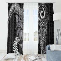 Aotearoa Maori Sea Animals Tribal Window Curtain Manta Ray and Shark Moko Pattern Black Color