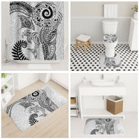 Aotearoa Maori Sea Animals Tribal Bathroom Set Manta Ray and Shark Moko Pattern White Color
