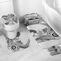 Aotearoa Maori Sea Animals Tribal Bathroom Set Manta Ray and Shark Moko Pattern White Color