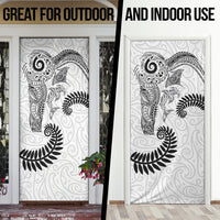 Aotearoa Maori Sea Animals Tribal Door Cover Manta Ray and Shark Moko Pattern White Color