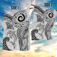 Aotearoa Maori Sea Animals Tribal Garden Flag Manta Ray and Shark Moko Pattern White Color LT03 - Polynesian Pride