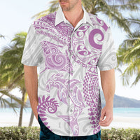 Aotearoa Maori Sea Animals Tribal Hawaiian Shirt Manta Ray and Shark Moko Pattern Pink Color