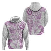 Aotearoa Maori Sea Animals Tribal Hoodie Manta Ray and Shark Moko Pattern Pink Color