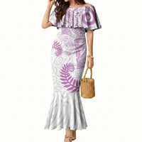Aotearoa Maori Sea Animals Tribal Mermaid Dress Manta Ray and Shark Moko Pattern Pink Color LT03 Women Pink - Polynesian Pride