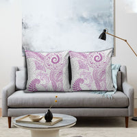 Aotearoa Maori Sea Animals Tribal Pillow Cover Manta Ray and Shark Moko Pattern Pink Color