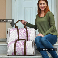 Aotearoa Maori Sea Animals Tribal Travel Bag Manta Ray and Shark Moko Pattern Pink Color