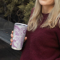 Aotearoa Maori Sea Animals Tribal Tumbler Cup Manta Ray and Shark Moko Pattern Pink Color