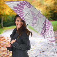 Aotearoa Maori Sea Animals Tribal Umbrella Manta Ray and Shark Moko Pattern Pink Color