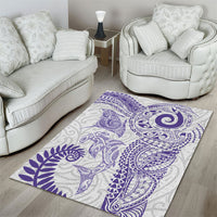 Aotearoa Maori Sea Animals Tribal Area Rug Manta Ray and Shark Moko Pattern Purple Color