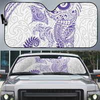 Aotearoa Maori Sea Animals Tribal Auto Sun Shade Manta Ray and Shark Moko Pattern Purple Color