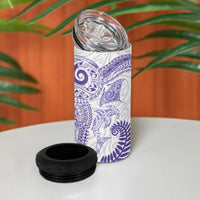 Aotearoa Maori Sea Animals Tribal 4 in 1 Can Cooler Tumbler Manta Ray and Shark Moko Pattern Purple Color LT03 - Polynesian Pride