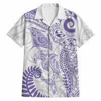 Aotearoa Maori Sea Animals Tribal Hawaiian Shirt Manta Ray and Shark Moko Pattern Purple Color LT03 Purple - Polynesian Pride