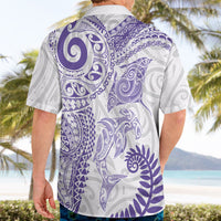 Aotearoa Maori Sea Animals Tribal Hawaiian Shirt Manta Ray and Shark Moko Pattern Purple Color LT03 - Polynesian Pride