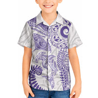 Aotearoa Maori Sea Animals Tribal Hawaiian Shirt Manta Ray and Shark Moko Pattern Purple Color LT03 - Polynesian Pride