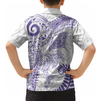 Aotearoa Maori Sea Animals Tribal Hawaiian Shirt Manta Ray and Shark Moko Pattern Purple Color LT03 - Polynesian Pride