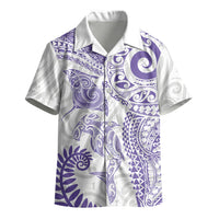 Aotearoa Maori Sea Animals Tribal Kid Hawaiian Shirt Manta Ray and Shark Moko Pattern Purple Color LT03 - Polynesian Pride