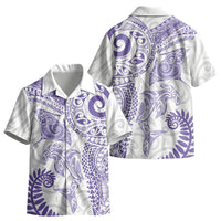 Aotearoa Maori Sea Animals Tribal Kid Hawaiian Shirt Manta Ray and Shark Moko Pattern Purple Color LT03 - Polynesian Pride