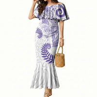 Aotearoa Maori Sea Animals Tribal Mermaid Dress Manta Ray and Shark Moko Pattern Purple Color LT03 Women Purple - Polynesian Pride