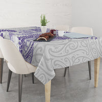 Aotearoa Maori Sea Animals Tribal Tablecloth Manta Ray and Shark Moko Pattern Purple Color