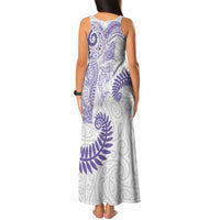 Aotearoa Maori Sea Animals Tribal Tank Maxi Dress Manta Ray and Shark Moko Pattern Purple Color LT03 - Polynesian Pride