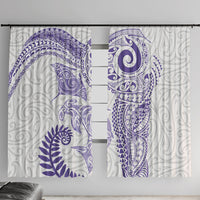 Aotearoa Maori Sea Animals Tribal Window Curtain Manta Ray and Shark Moko Pattern Purple Color