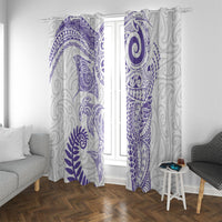 Aotearoa Maori Sea Animals Tribal Window Curtain Manta Ray and Shark Moko Pattern Purple Color