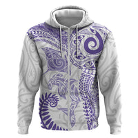 Aotearoa Maori Sea Animals Tribal Zip Hoodie Manta Ray and Shark Moko Pattern Purple Color LT03 Zip Hoodie Purple - Polynesian Pride