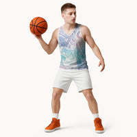 Aotearoa Maori Sea Animals Tribal Basketball Jersey Manta Ray and Shark Moko Pattern Sweet Pastel