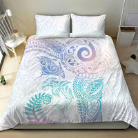 Aotearoa Maori Sea Animals Tribal Bedding Set Manta Ray and Shark Moko Pattern Sweet Pastel