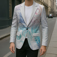 Aotearoa Maori Sea Animals Tribal Blazer Manta Ray and Shark Moko Pattern Sweet Pastel