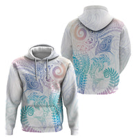 Aotearoa Maori Sea Animals Tribal Hoodie Manta Ray and Shark Moko Pattern Sweet Pastel