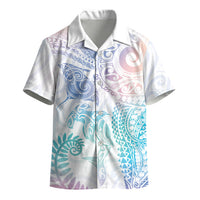 Aotearoa Maori Sea Animals Tribal Kid Hawaiian Shirt Manta Ray and Shark Moko Pattern Sweet Pastel LT03 - Polynesian Pride