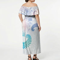 Aotearoa Maori Sea Animals Tribal Off Shoulder Maxi Dress Manta Ray and Shark Moko Pattern Sweet Pastel LT03 - Polynesian Pride
