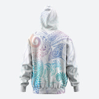 Aotearoa Maori Sea Animals Tribal Zip Hoodie Manta Ray and Shark Moko Pattern Sweet Pastel