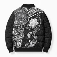 Hawaiian Manta Ray Tribal Bomber Puffer Jacket Polynesian Art Motifs Black Color LT03 - Polynesian Pride