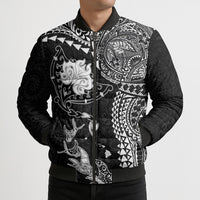 Hawaiian Manta Ray Tribal Bomber Puffer Jacket Polynesian Art Motifs Black Color LT03 - Polynesian Pride