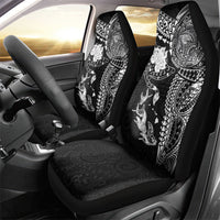 Hawaiian Manta Ray Tribal Car Seat Cover Polynesian Art Motifs Black Color
