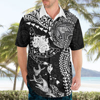 Hawaiian Manta Ray Tribal Hawaiian Shirt Polynesian Art Motifs Black Color