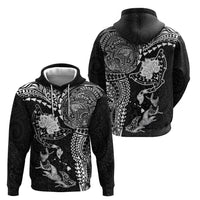 Hawaiian Manta Ray Tribal Hoodie Polynesian Art Motifs Black Color
