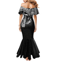 Hawaiian Manta Ray Tribal Mermaid Dress Polynesian Art Motifs Black Color