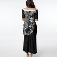Hawaiian Manta Ray Tribal Puletasi Polynesian Art Motifs Black Color LT03 - Polynesian Pride