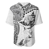 Hawaiian Manta Ray Tribal Baseball Jersey Polynesian Art Motifs White Color