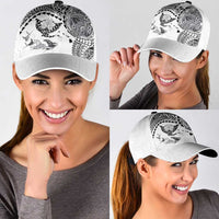 Hawaiian Manta Ray Tribal Classic Cap Polynesian Art Motifs White Color