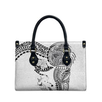 Hawaiian Manta Ray Tribal Leather Bag Polynesian Art Motifs White Color