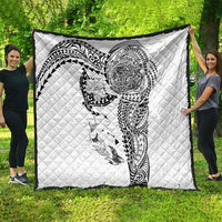 Hawaiian Manta Ray Tribal Quilt Polynesian Art Motifs White Color LT03 - Polynesian Pride