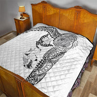Hawaiian Manta Ray Tribal Quilt Polynesian Art Motifs White Color LT03 - Polynesian Pride